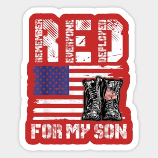 RED Friday For My Son Remember Everyone Deployed Military Sticker